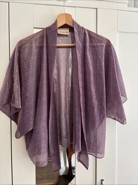 Sparkly purple sheer short-sleeve cardigan